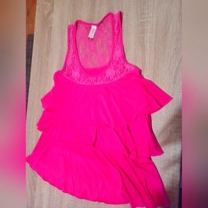 No boundaries pink ruffled tank top